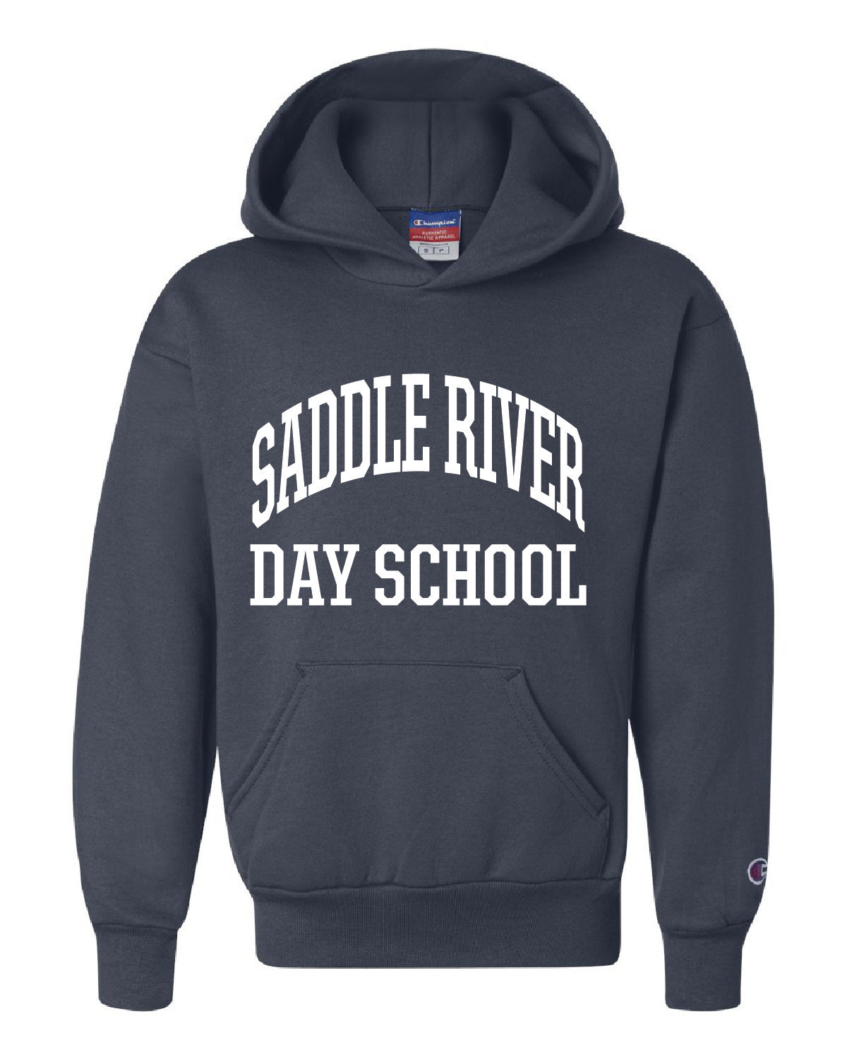 Saddle River Day School Classic Arched Champion Powerblend Youth Hooded Sweatshirt